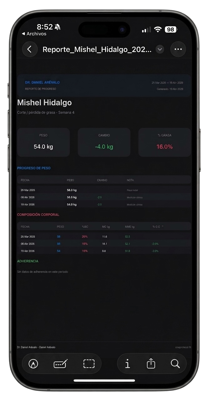 Reporte PDF generado por OneProtocol